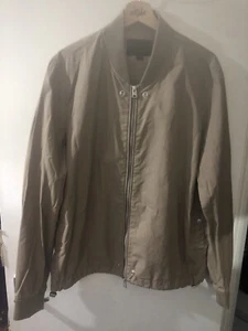all saints Mens beige Bomber Jacket Size Medium 22 Inches Pit To Pit - Picture 1 of 3