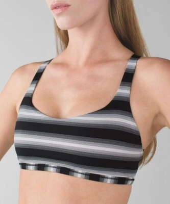 Sujetador Lululemon Free To Be Wild talla 8 Capilano Rayas Negro Nuevo con Etiquetas Top Deportivo Yoga Foto 1 de 4