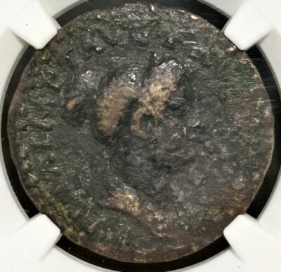 Julia Titi AE Dupondius AD 79-90/1 under Titus Vesta NGC Ch F - Image 1 of 4