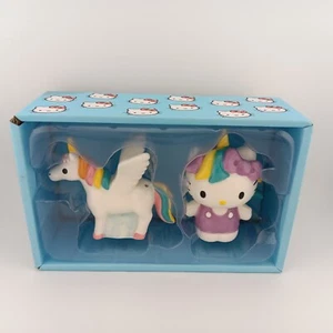 Sanrio Hello Kitty Blue Sky Salt & Pepper Set Rainbow Unicorn Hand Painted - Picture 1 of 10