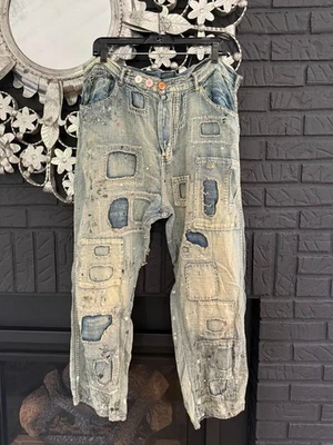 NUEVO Pantalones de mezclilla Minero Magnolia Pearl algodón lino ~ índigo Foto 1 de 4