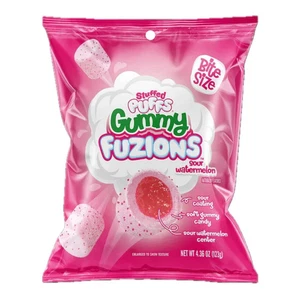 Stuffed Puffs Sour Watermelon Gummy Fuzions 4.36oz Sour Coating Sour Watermelon - Picture 1 of 1