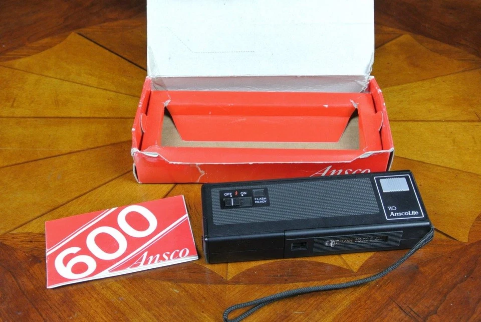 Vintage ANSCO 600 Pocket Camera 110 Film with Built-In Flash BOX & INSTRUCTIONS - Image 1 of 1