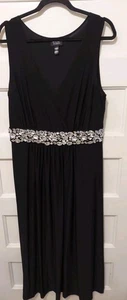 JSP Woman Size 1X Black Rhinstoned V-Neck Pullover Sleeveless Maxi Dress  - Picture 1 of 10