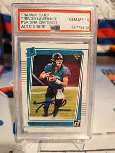 2021 PANINI DONRUSS #251 TREVOR LAWRENCE ROOKIE RC PSA 10 AUTO CERTIFICATA! - Foto 1 di 2