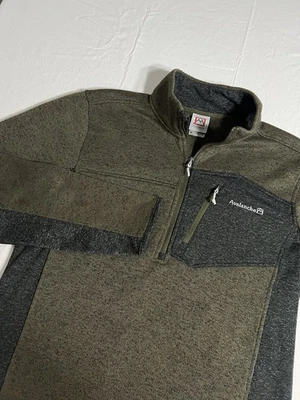 Chaqueta polar de rendimiento con cremallera verde/gris medio Avalanche Pullover para hombre 1/4 Foto 1 de 4