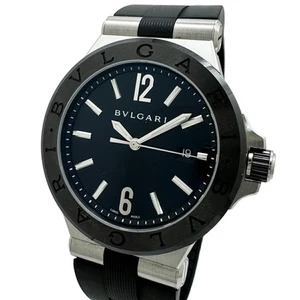 BVLGARI WATCH DIAGONO CERAMIC DATE DG42SC AUTOMATIC WINDING BLACK DIAL MEN'S F/S - Picture 1 of 9