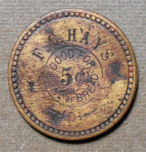 Omero IL: F.C. Fieno, buono per pane 5c S. Cusick. Ottone, 28 mm, tutto in - Foto 1 di 2