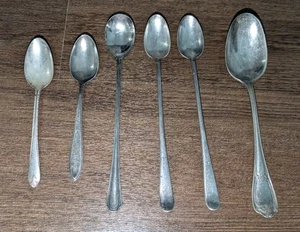 Vtg Lot Of 6 Silver Plate & Flatwear Rogers ,Wallace, Oneida Hotel Spoons - Picture 1 of 10