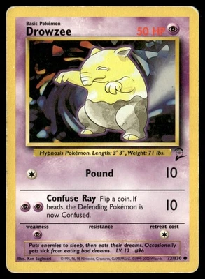 Drowzee Common  Base Set 2 073/130 HP Pokémon TCG - Image 1 of 2