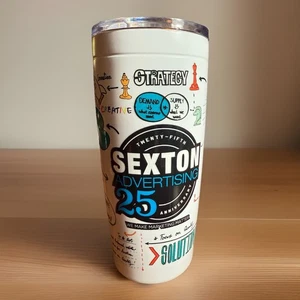 Sexton Advertising 25 Year Hot Cold Drinks Travel Mug 22 Oz Adjusts Sip Or Straw - Picture 1 of 11