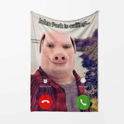GIFTIMIZED John Pork Blanket Funny Meme Design Viral Pig Internet Joke Gift for Fans