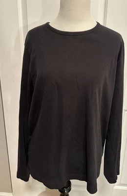 Jones New York Sport Basic Shirt Black Long Classic Round Neck Stretch💯 cotton - Image 1 of 4