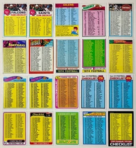 Topps 1971-1985 Football Team Checklist Trading Cards Unmarked Mixed Lot of 25 - Picture 1 of 6