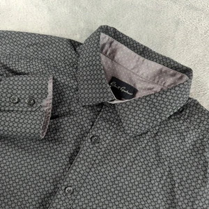 Robert Graham Shirt Mens 17 x 32/33 XL Gray Geometric Stretch L/S Modern Preppy - Picture 1 of 12