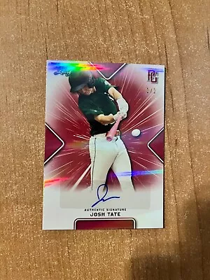 2021 Leaf Perfect Game Showcase - Josh Tate - Red Shimmer Auto #d 1/1 - Image 1 of 3