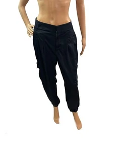 Express Women’s Size M Solid Black Extreme High Rise Tapered Leg Cargo Pants - Picture 1 of 5