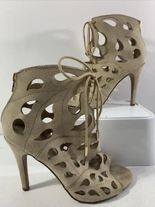 ALDO Beige/cream cut out ankle boots. stiletto heel. VGC. Size 6 - Picture 1 of 12