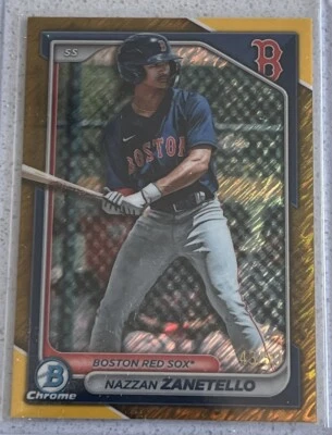 2024 Bowman Chrome Gold Nazzan Zanetello /50 Boston Red Sox BCP-88 - Image 1 of 3