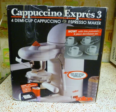 NUEVA/NUEVA EN CAJA Máquina de capuchino espresso Salton Space Age de colección, modo EX-19 - BLANCA Foto 1 de 4