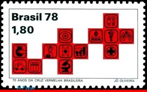 1597 BRAZIL 1978 RED CROSS AND ACTIVITIES, 70 YEARS, HEALTH MI# 1691 C-1075 MNH - Picture 1 of 2