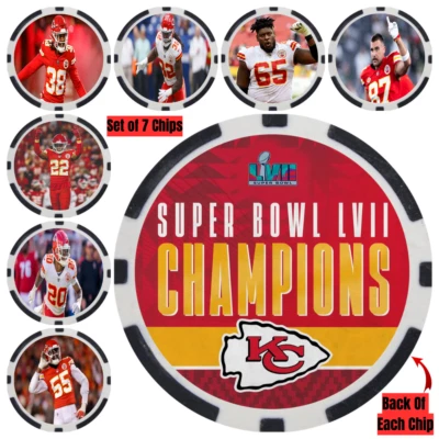 KANSAS CITY CHIEFS 2023 SUPER BOWL LVII CHAMPS - POKER CHIP SET (7) - Image 1 of 2