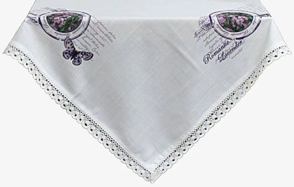 Tischdecke 85 x 85 cm mit Häkelborte Lavendel Lavandula Hossner Heimtex - Bild 1 von 2