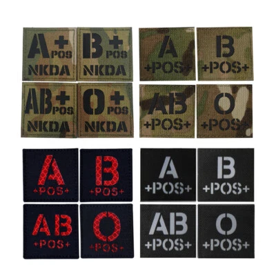 IR Reflective Blood Type A+ B+ AB O POS NKDA Medical Patch Emblem Fastener Badge - Image 1 of 4