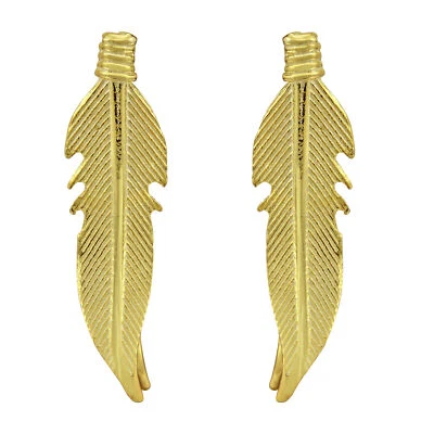 Bohemian Gold-Plated Sterling Silver Feather Crawler Earrings - Image 1 of 4
