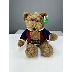 90s MTY International 16” Bear Hand Knit Sweater NWT Christmas CLEAN GIFT PLUSH - Picture 1 of 7