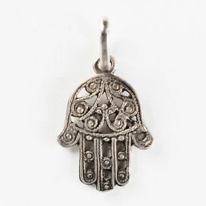 Vintage Charm Ciondolo in argento: MANO DI FATIMA - FATIMA HAND HAMSA - Picture 1 of 2
