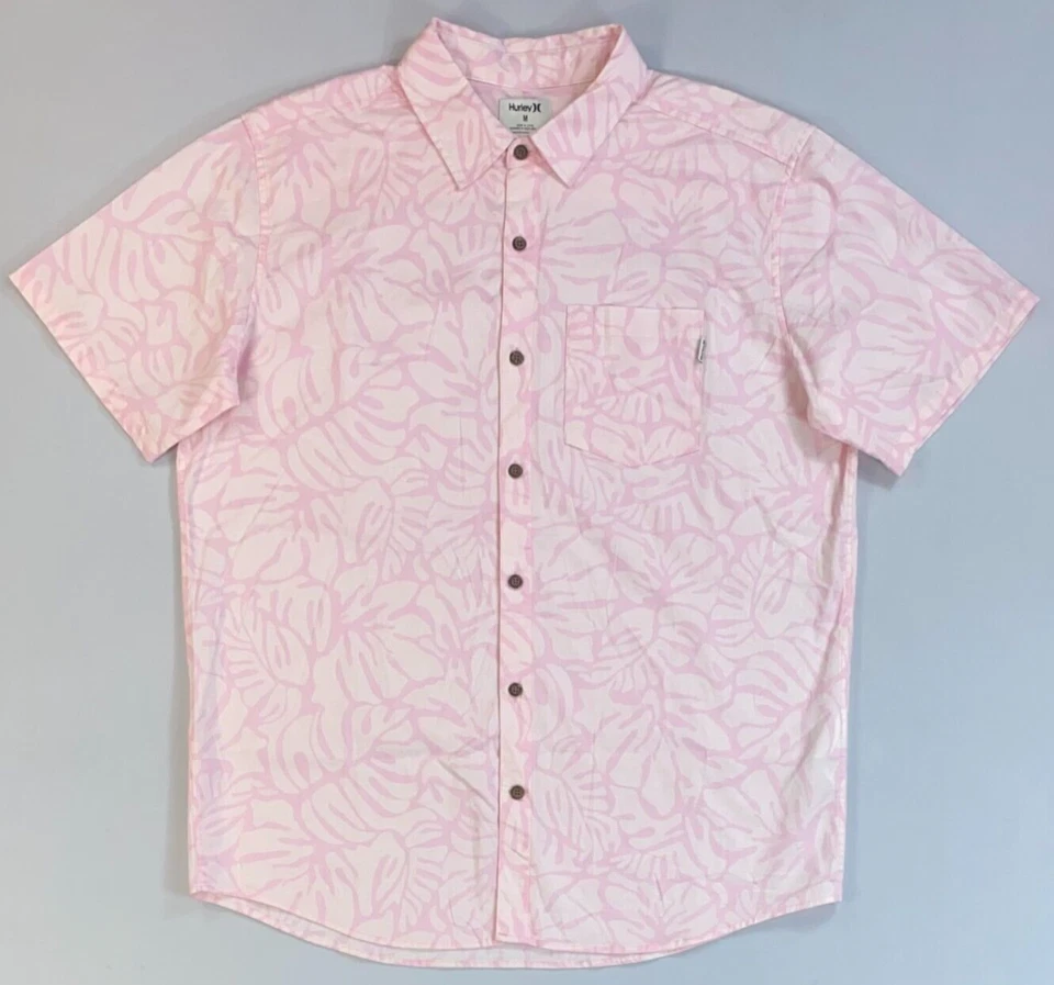 Hurley One and Only Stretch Print Pink Button Down Men's XL MVS0005570
