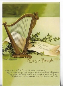 Vtg REPRO St Patrick's Card 3.5X5 Erin Go Bragh - Let Erin Remember - Picture 1 of 3
