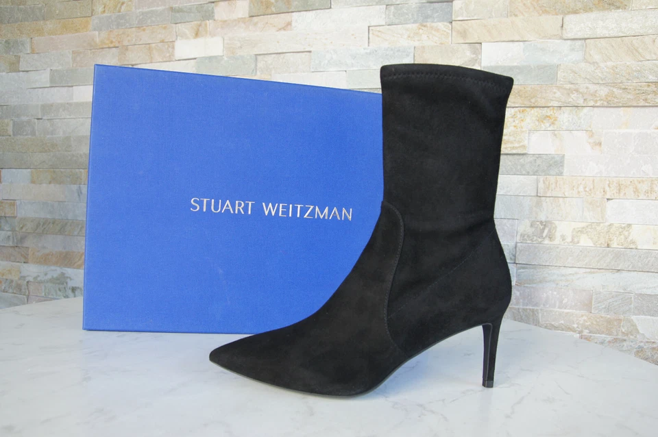 Stuart Weitzman Talla 37 Botines hasta Tobillo Stretch Negro Nuevo Antiguo - Imagen 1 de 4