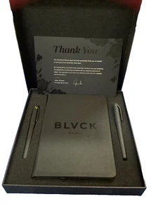 NUEVO Diario Cuaderno Negro Blvck Paris con Plumas Doradas y Plateadas Raro Excelente - Imagen 1 de 15