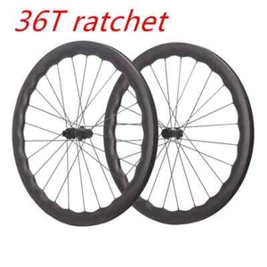 Carbon Fiber Wave Ring Wheel Set 36T Ratchet 700C 5045mm Center Lock Disc Brake - Picture 1 of 9