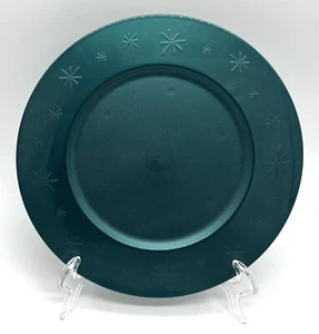 Tupperware Verde Esmeralda Navidad Vacaciones Copo de Nieve Redondo 9" Plato Hecho en EE. UU. - Imagen 1 de 3