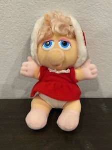 Vintage Christmas Baby Miss Piggy Plush 10" Red Coat Jim Henson Stuffed Toy 1987 - Picture 1 of 8