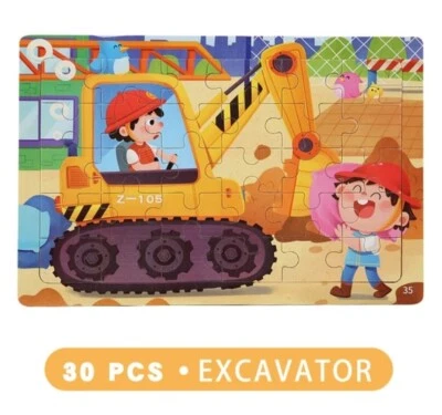 Cute Excavator 30 pieces Puzzle toy jigsaw for Kids Age 3-8 Educational learning - Image 1 of 4