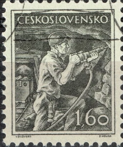 Tschechischer Untertage Bergmann Briefmarke 1958 A-10 - Bild 1 von 1