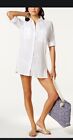 Ralph Lauren Womens Swimsuit Cover Up Collared Button Down Crinkle Shirt White S