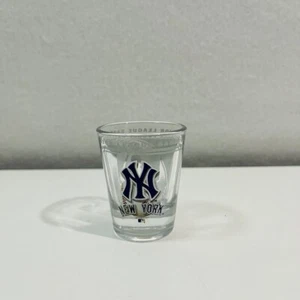 New York Yankees 2 ounce Glass Shot Glass 3D Design MLB Baseball - Picture 1 of 9