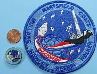 NASA PATCH & PIN PAIR vtg Space Shuttle STS-41D DISCOVERY Resnin Hawley Mullane - Image 1 of 2