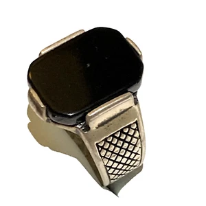 Rare 925 Sterling Silver Men Ring Black Stone Size 9 US - Picture 1 of 11