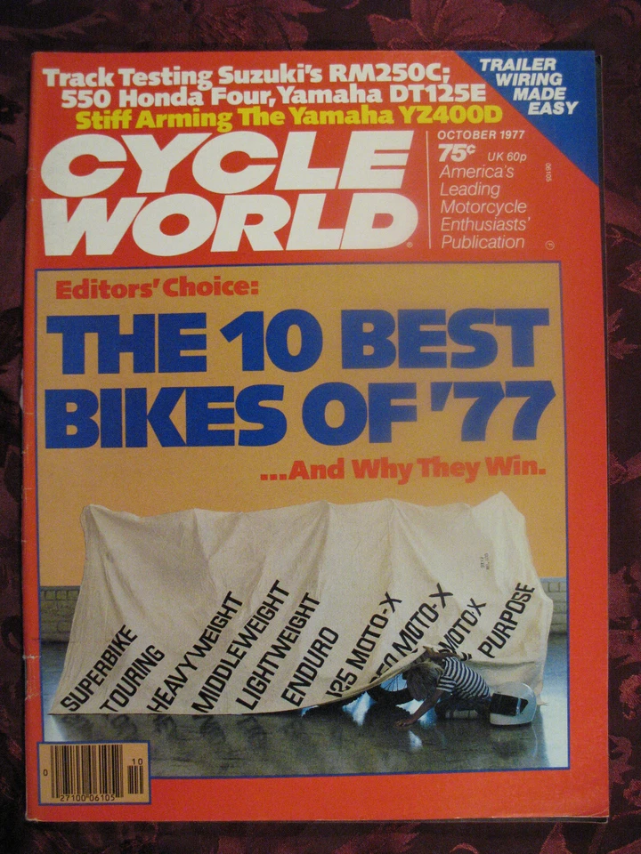 CYCLE WORLD Magazine October 1977 Yamaha DTI25E Honda CB550F-77 Suzuki RM250C - Image 1 of 1