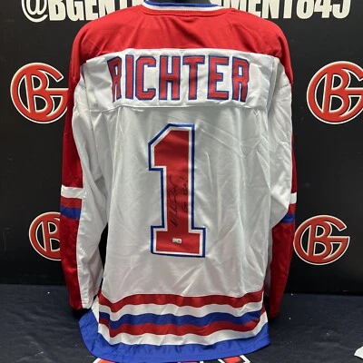 Mike Richter Signed Team USA Inscribed Autographed White Jersey Steiner - Image 1 of 3