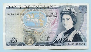 Bank of England 1973 £5 BANKNOTE J PAGE Prefix BN89 - Picture 1 of 2