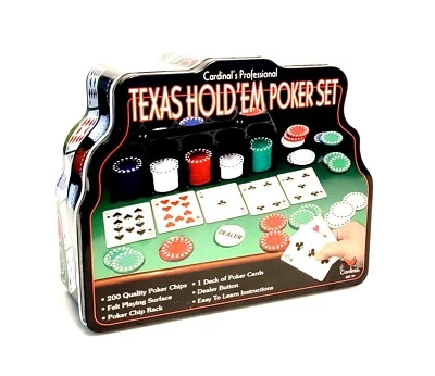 CARDINAL'S PROFESSIONAL Texas Hold'em Poker Set, 200 Poker Chips w/Rack, Sealed  - Image 1 of 2