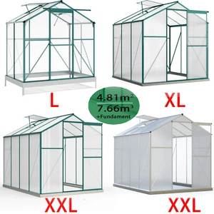 Aluminium Gewächshaus inkl Fundament Treibhaus bis 7,6m³ Pflanzhaus Tomatenhaus - Bild 1 von 14