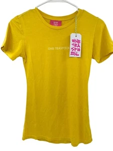 One Teaspoon Womens Blazing Yellow Logo Fitted Tee Shirt Short Sleeve Size XS - Picture 1 of 9